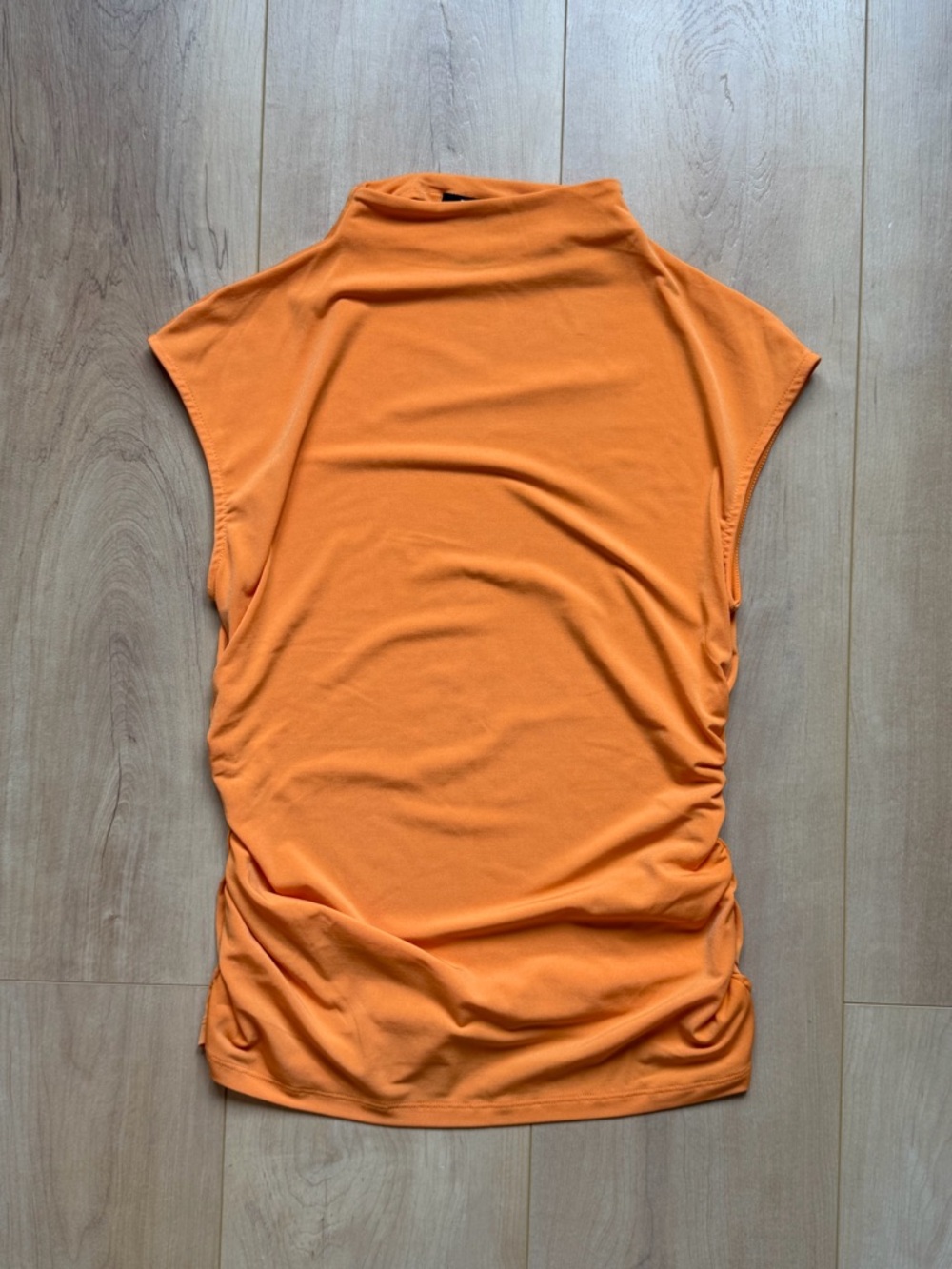 DKNY Orange Draped Mock Neck Top Size Small
